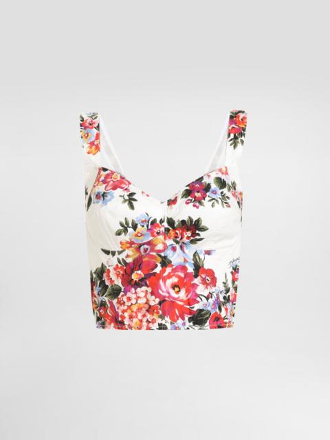 Dolce & Gabbana Flower bouquet-print cotton bustier top