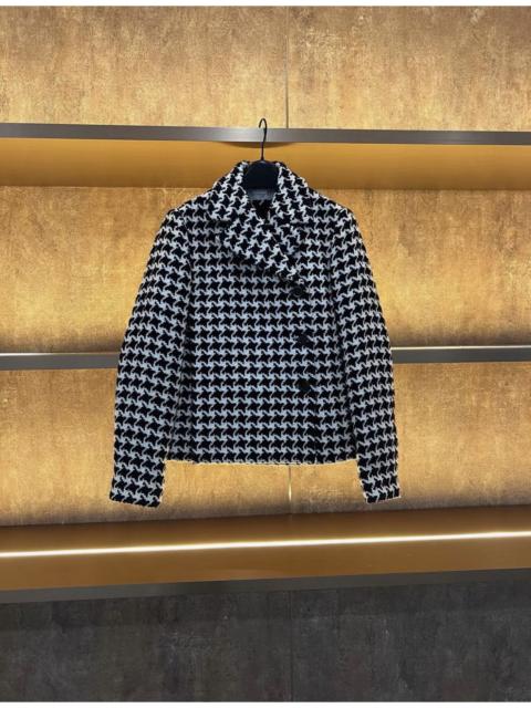 Dior DIOR Dogtooth Wool Tweed Short Coat