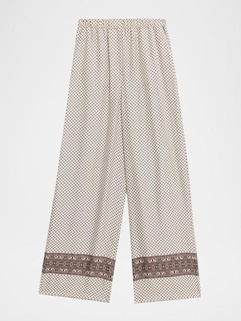 Loro Piana Valerio Silk Straight-Leg Pull-On Trousers