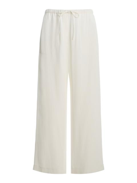 TOTEME Woven Stripe Drawstring Trousers white
