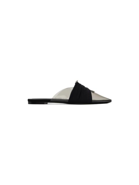 Black Pointed Toe Mule Flats