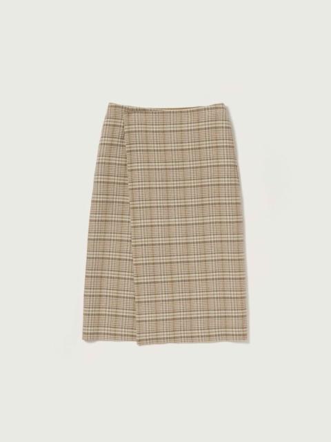 AURALEE SILK LINEN NEP CHECK WRAP SKIRT