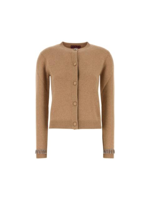 GUCCI GUCCI Brown Wool Blend Cardigan New & Authentic (Women's siz