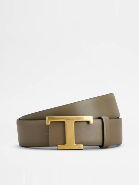 Tod's T TIMELESS REVERSIBLE BELT IN LEATHER - GREY, BLACK