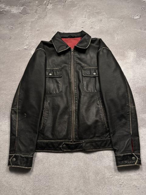 Other Designers If Six Was Nine - Vintage LGB ERD Style Distressed Leather Zip Jacket