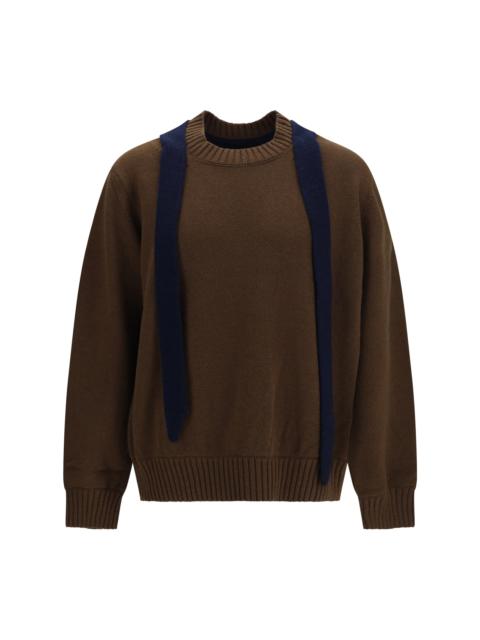 sacai Sacai Men Wool Knit Cardigan With Integrated Scarf