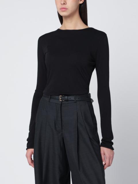 entire studios Black crewneck cotton-blend top