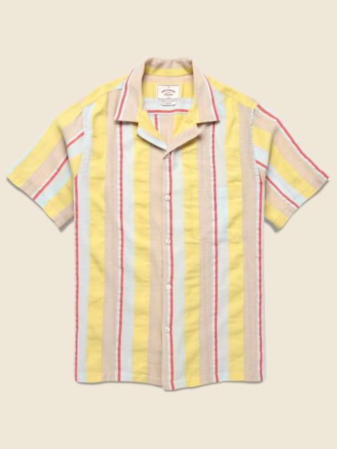 Portuguese Flannel Striped Boat Camp Shirt - Yellow