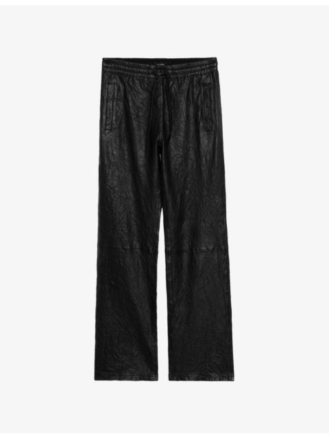 Zadig & Voltaire Elasticated-Waist Straight-Leg Leather Trousers
