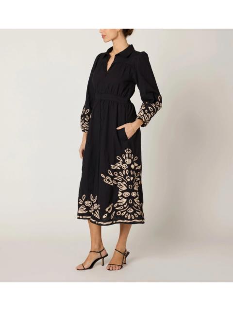 Cleobella ELYSE MIDI DRESS | BLACK/IVORY
