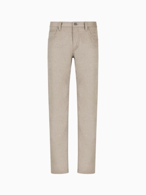 GIORGIO ARMANI REGULAR-FIT FIVE-POCKET COTTON-DENIM AND SILK TROUSERS