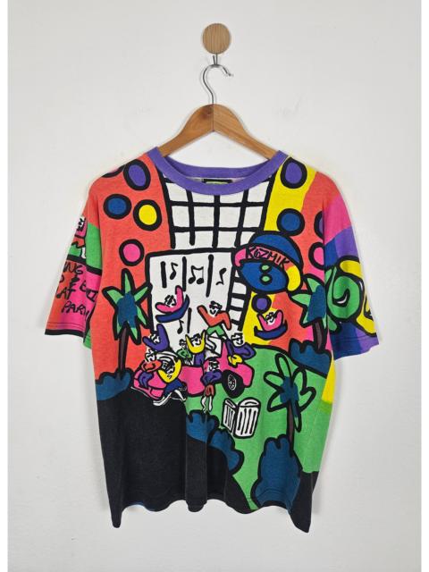 Other Designers Vintage Kozmik Art Neon Multicolor Allover Print Shirt 90s