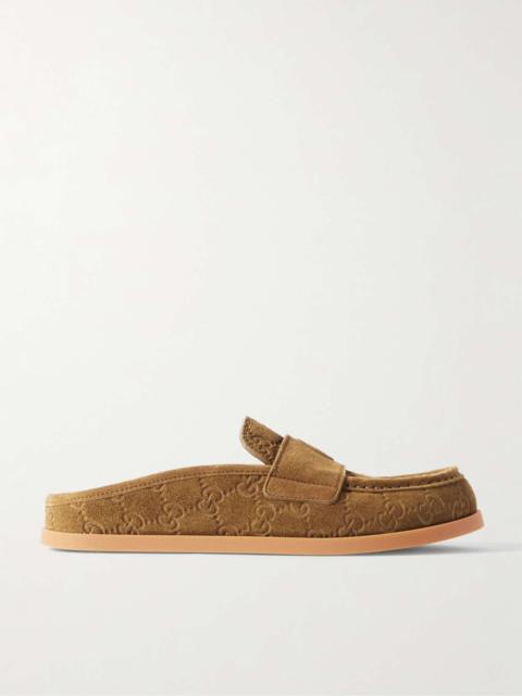 Celia debossed suede mules Brown