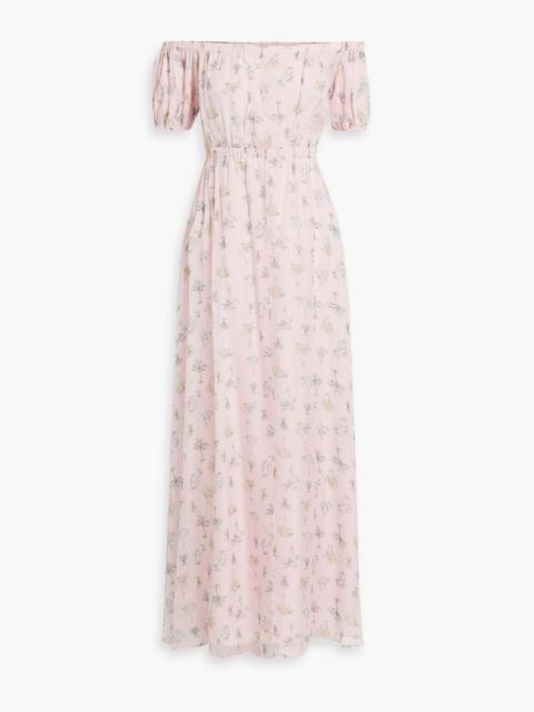 Other Designers Nancy off-the-shoulder floral-print silk-chiffon maxi dress