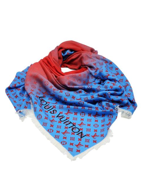 Louis Vuitton LV Logo Multicolor Wool Oversized Scarf Blue/Red M78715 NEW