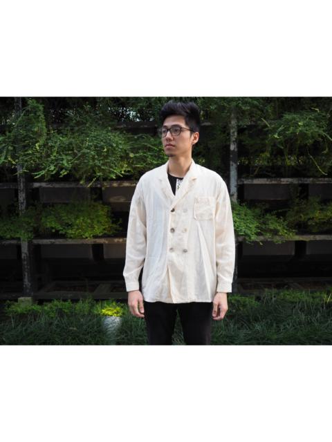 Yohji Yamamoto Rare Vintage Japanese Legendary Designer Y's Oversized Double Breasted Rayon Longsleeve Shirt Cream