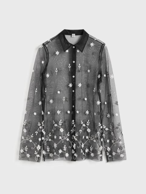TOTEME Floral tulle shirt black/white