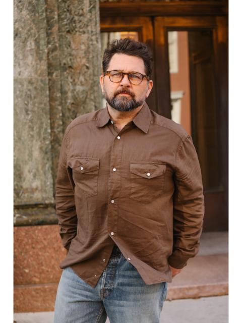 3sixteen 3SIXTEEN SNAP WESTERN SHIRT-MOCHA GARMENT DYE