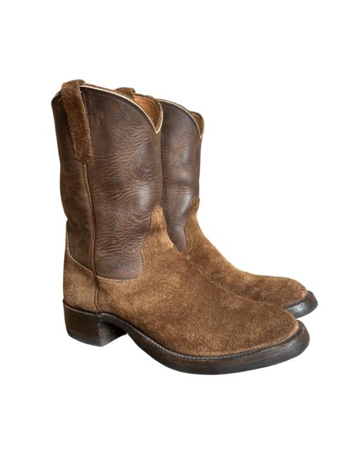 RRL by Ralph Lauren RRL Roughout Suede and Leather Cowboy Boot SZ 42.5