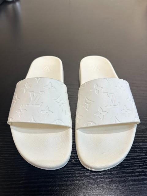 Louis Vuitton Louis Vuitton Monogram-Embossed Logo Flat Slide Sandals