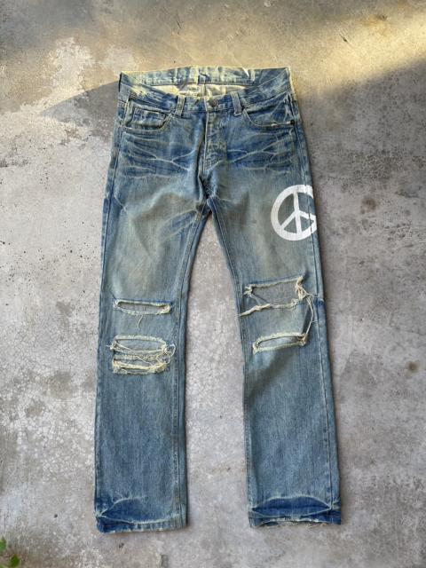 Other Designers Distressed Denim - Loma Point Japan Peace Spellout Distressed denim