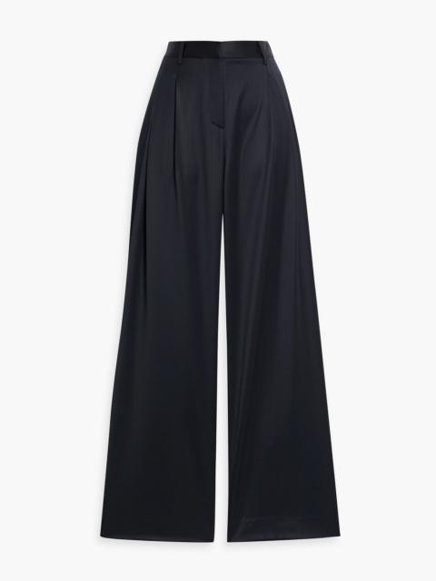 TWP Sulli satin-trimmed wool-twill wide-leg pants