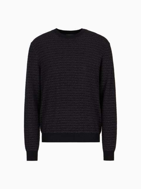 EMPORIO ARMANI ASV LYOCELL-BLEND JUMPER WITH LETTERING INTARSIA
