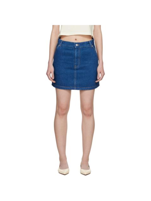 Maison Kitsuné Blue High-Rise Denim Miniskirt