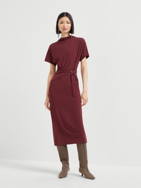 Brunello Cucinelli Techno wool jersey wrap belt dress