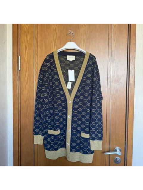 GUCCI Gucci Gold Thread Double G All-Over Print Cardigan