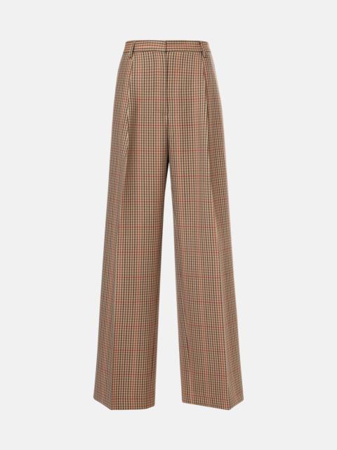 Checked wool wide-leg pants