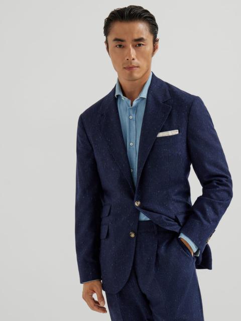 Brunello Cucinelli Wool and cashmere flecked grisaille deconstructed Cavallo blazer