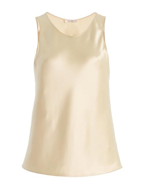 The Row Faustino Silk Satin Top yellow