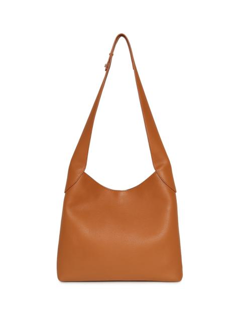 Small Hobo Bag in Cognac Textured Nappa Leather