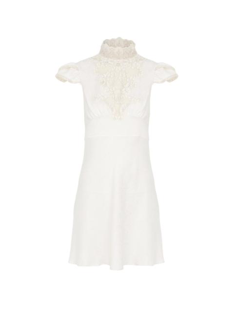 Chloé HIGH-NECK MINI DRESS IN JACQUARD SILK & LACE