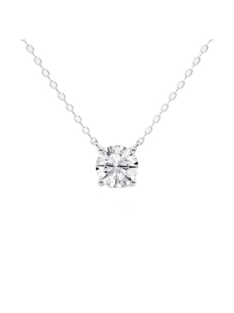 Other Designers Brilliant Diamond 1 Carat Round Lab Grown Diamond Pendant Necklace in 14K White Gold, G Color SI Cla