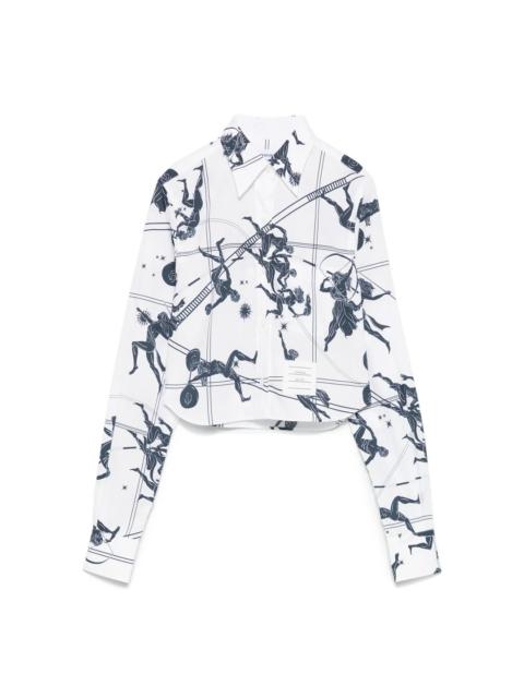 Thom Browne Cropped Button Down Point Collar Blouse Women