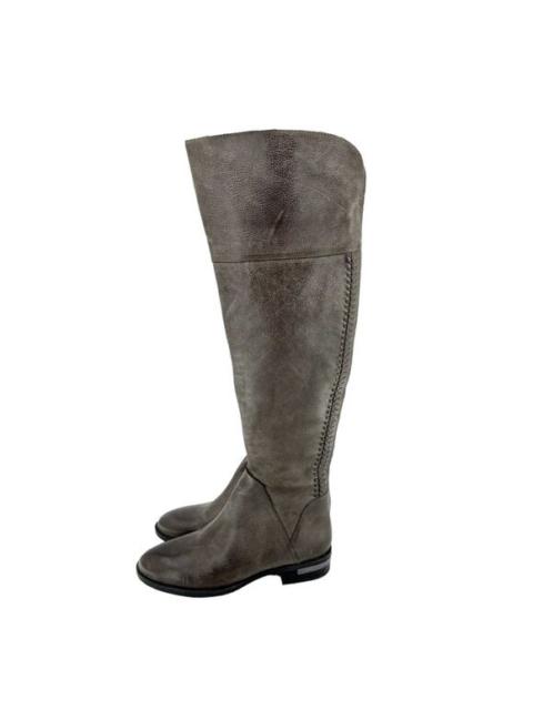Other Designers Vince Camuto Riding Boot Over The Knee Grey Distressed Leather SZ 6 New