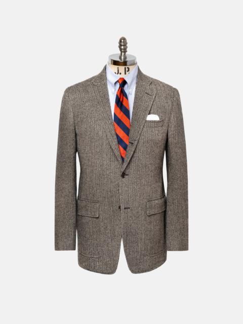J. PRESS MADE-IN-USA BLACK & CREAM HERRINGBONE LAMBSWOOL SPORT COAT