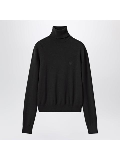GUCCI Gucci Black Wool Turtleneck With Logo Embroidery Women