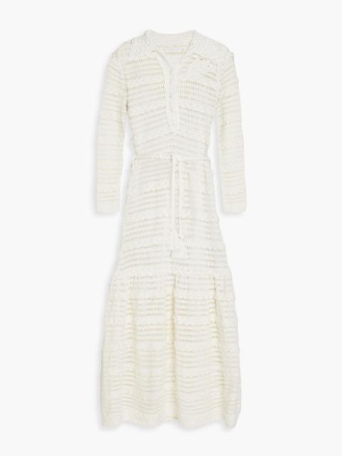 Zimmermann Belted crocheted cotton midi dress