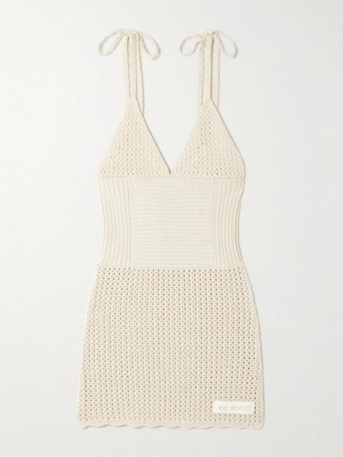 THE ATTICO Crocheted Cotton Mini Dress