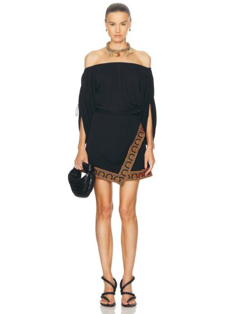 rabanne Off The Shoulder Pleated Sleeves Dress