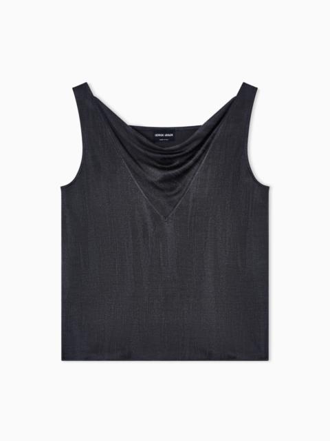 GIORGIO ARMANI ASV JACQUARD VISCOSE JERSEY DRAPED TOP