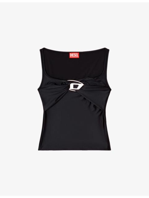 Diesel T-Amai Logo-Plaque Stretch-Nylon Top