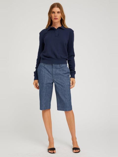 SPRWMN INDIGO DENIM BERMUDA TROUSERS
