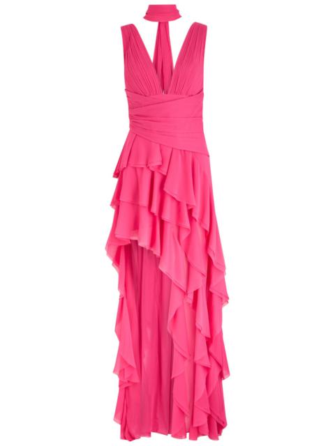 Alice + Olivia Holly Asymmetric Chiffon Maxi Dress