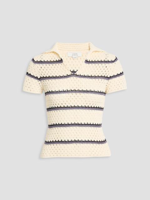 Other Designers Striped open-knit cotton polo sweater