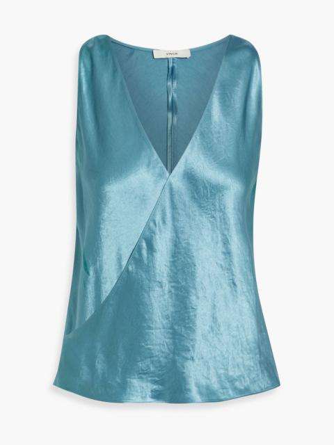 Other Designers Wrap-effect crinkled-satin top