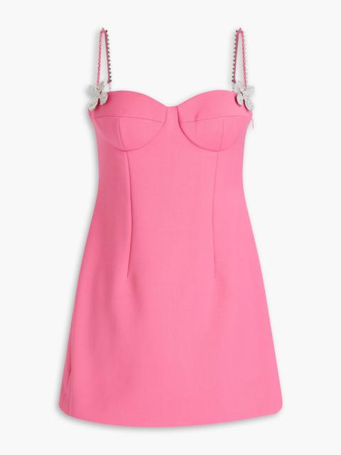AREA Crystal-embellished wool-blend crepe mini dress